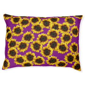 Sunflowers In Purple Indoor Dog Bed - Large Large Dog Bed