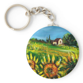 SUNFLOWERS IN TUSCANY keychain