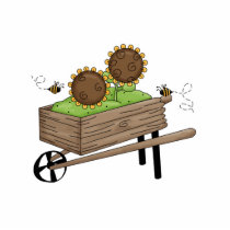 Sunflowers in Wheel Barrel photo sculptures