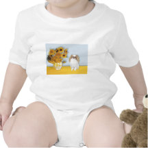 Sunflowers - Japanese Chin (L1) Baby Bodysuit