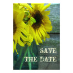 Sunflowers Mason Jar Barnwood Fall Save The Date Custom Invitations