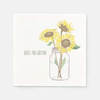 Sunflowers Mason Jar Disposable Napkin