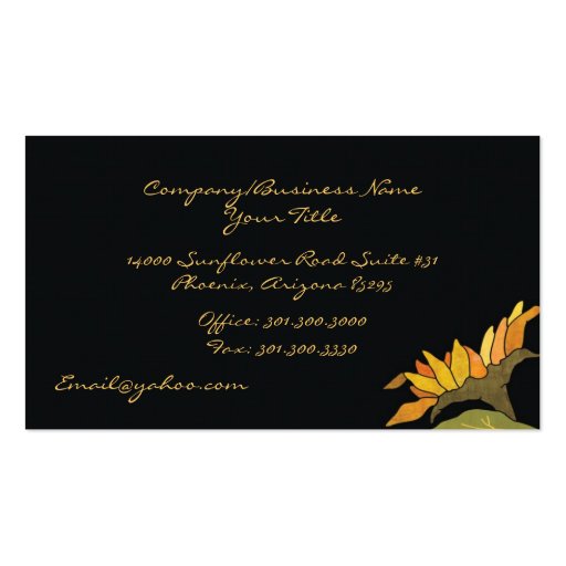 Sunflowers Monogram Business Cards (back side)