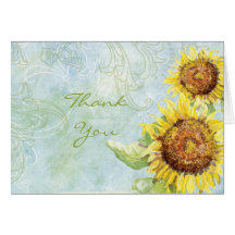 Sunflowers 'n Swirls, Wedding Thank You Note Cards