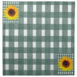 Sunflowers on Green Gingham Printed Napkins