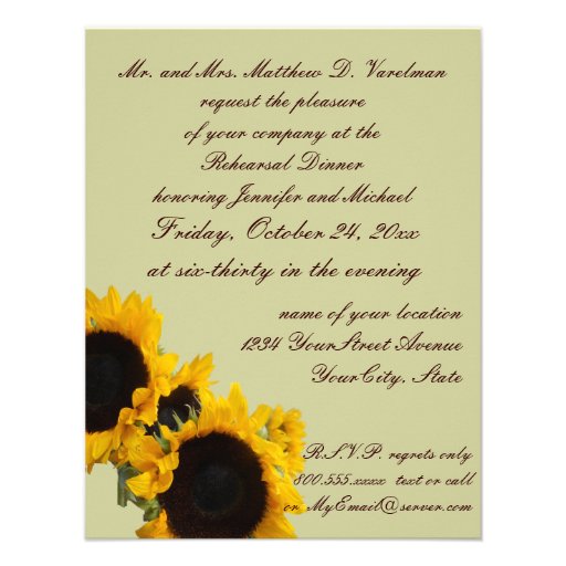 Sunflowers on Sage Green Invite