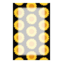 Sunflowers Pattern on Black. Stationery Paper