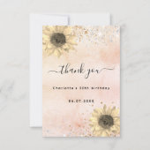 Sunflowers Rustic Rose Gold Silver Glitter Thank You Card Zazzle