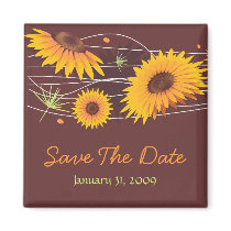 Sunflowers Save The Date Wedding Announcement 2 magnets