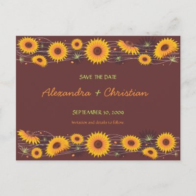 Sunflowers Save the Date Wedding Announcement 2 Postcard