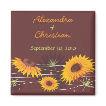Sunflowers Save The Date Wedding Announcement 3 magnets