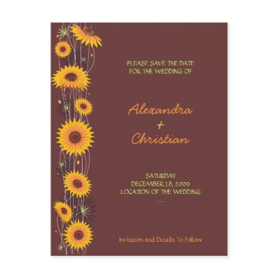 Sunflowers Save the Date Wedding Announcement 3 Postcard