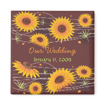 Sunflowers Save The Date Wedding Announcement 5 magnets