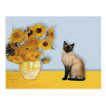 Sunflowers - Seal Point Siamese cat Postcards