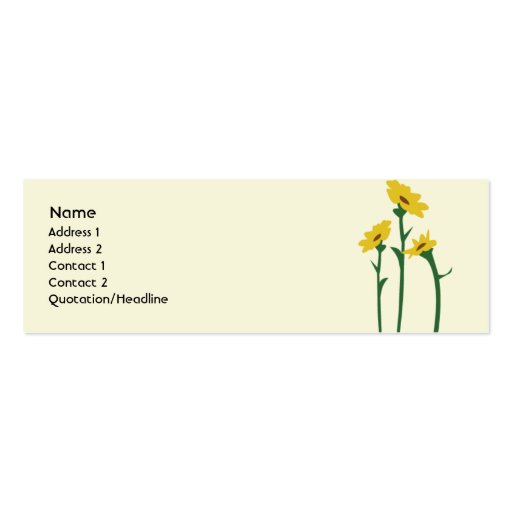 Sunflowers - Skinny Business Card Templates (front side)