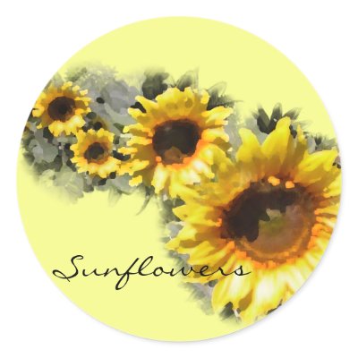 Sunflowers Round Stickers by loraseverson