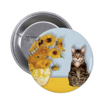 Sunflowers - Tabby Tiger cat 30 Pins