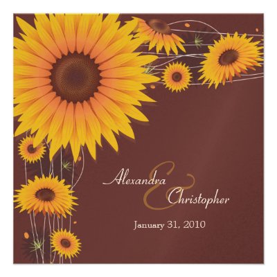 Sunflowers Wedding Invitation Announcement