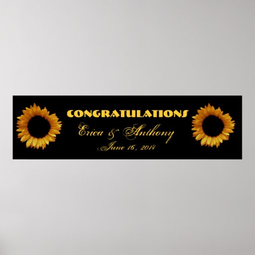 Sunflowers Wedding or Engagement Banner Posters