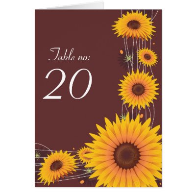 Sunflowers Wedding Party Table Number Card by Ruxique