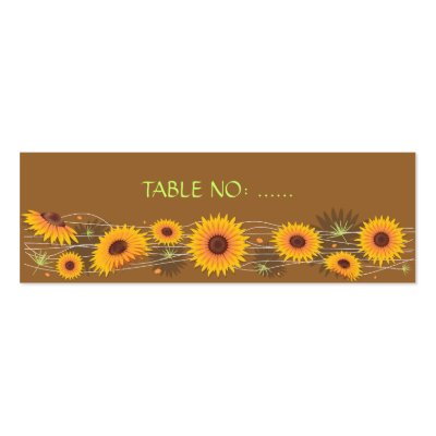 Sunflowers Wedding Party Table Place Card Simple Business Cards by Ruxique