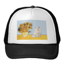 Sunflowers - White Persian cat Trucker Hat