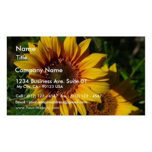 Sunflowers Yellow Business Card Template