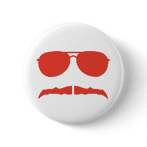 sunglasses and 'stache pinback buttons