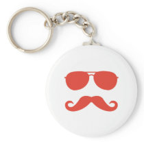 sunglasses and 'stache key chain