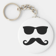 sunglasses and 'stache keychain
