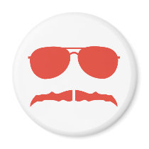sunglasses and 'stache fridge magnets