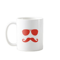 sunglasses and 'stache coffee mug