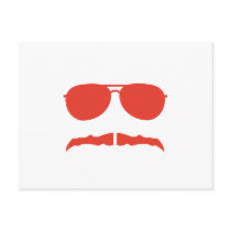 sunglasses and 'stache post card