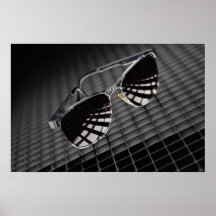 Sunglasses on grid background poster