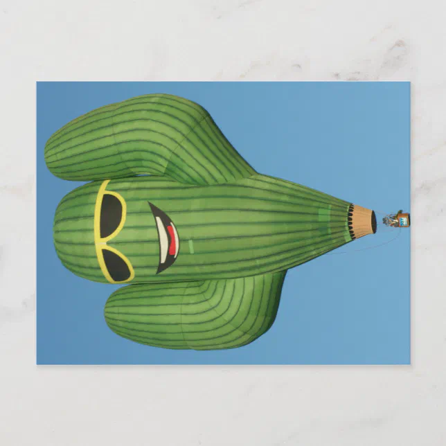 Sunglasses Wearing Cactus Hot Air Balloon Postcard Zazzle