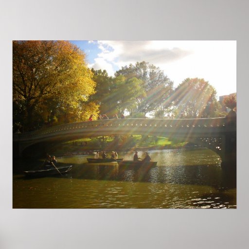 Sunlight and Boats, Bow Bridge, Medium Poster