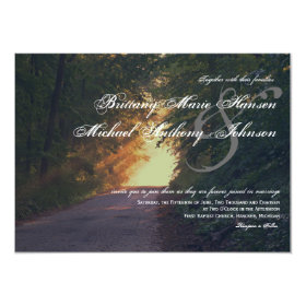 Sunlight Path of Trees Country Wedding Invitations 4.5