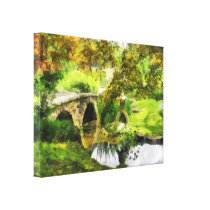 Sunlit Bridge in Park canvas prints