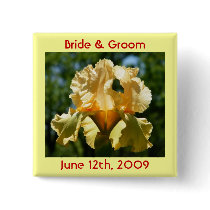 Sunlit Peach Iris Bride & Groom Button