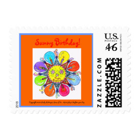 Sunny Birthday - Postage Stamp (orange) stamp