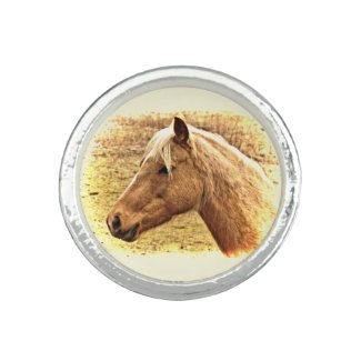 Sunny Blonde and Brown Horse Animal Ring