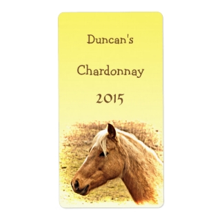Sunny Blonde and Brown Horse Animal Wine Label