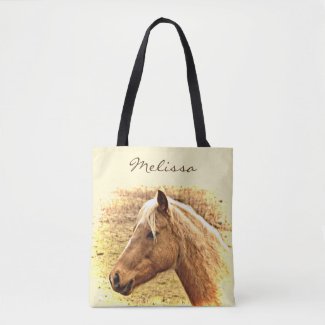 Sunny Brown Gold Horse Animal Tote Bag