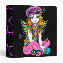 rainbow, candy, fairy, binder, notebook, sunny, myka, jelina, faerie, fae, fairies, faery, pixie, butterfly, flower, fantasy, art, butterflies and moths, Binder with custom graphic design
