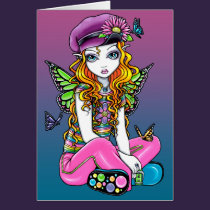 "Sunny" Candied Butterfly Rainbow Fairy Card