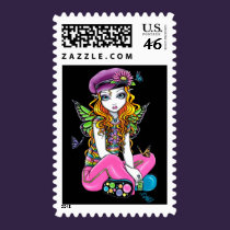 "Sunny" Candied Butterfly Rainbow Fairy Postage stamps