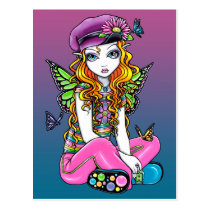 rainbow, candy, sunny, myka, jelina, fairy, faerie, fae, fairies, faery, pixie, butterfly, flower, fantasy, art, butterflies and moths, Postcard with custom graphic design
