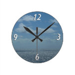 Sunny Caribbean Sea Blue Ocean Round Wall Clock