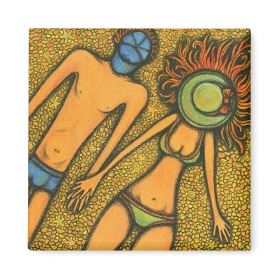 Sunny Couple Refrigerator Magnet by VioDeSign
