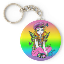 "Sunny" Cute Rainbow Butterfly Fairy Art Keychain keychains
